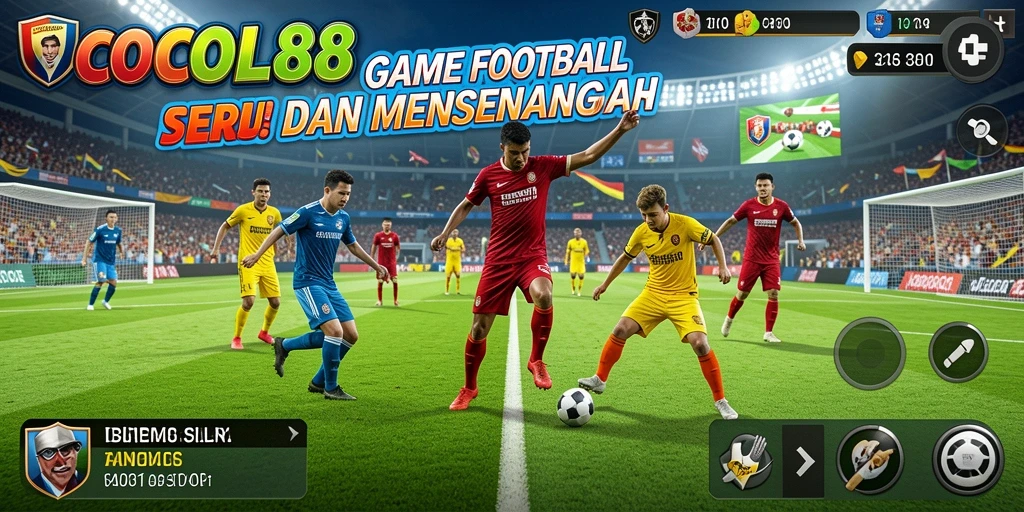 Tampilan gameplay seru COCOL88 dengan aksi sepak bola yang dinamis.