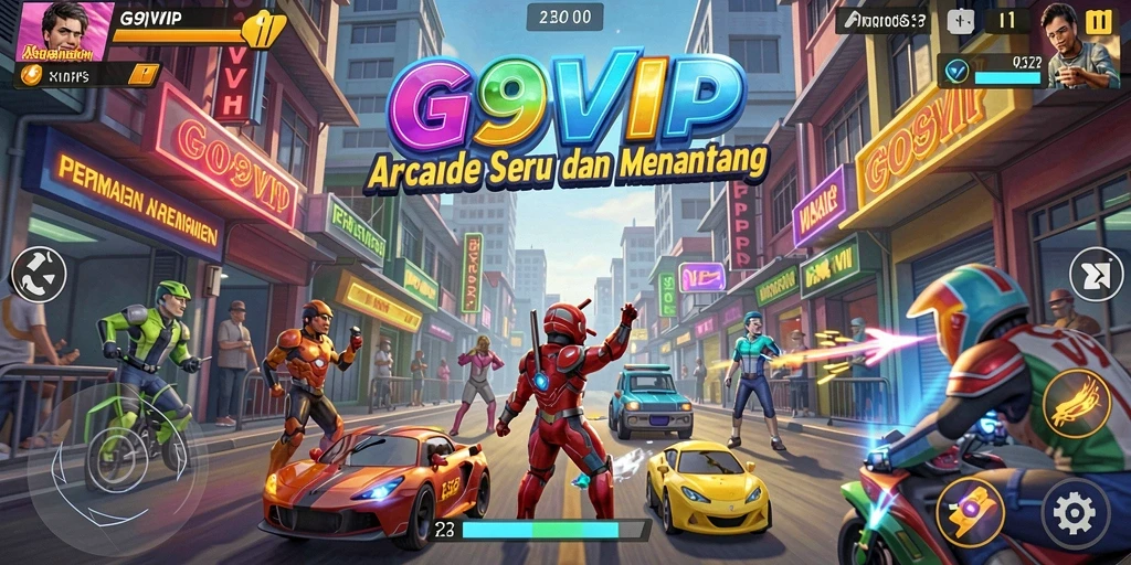 Screenshot utama G9VIP menampilkan aksi gameplay Arcade yang mendebarkan.