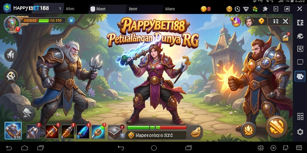 Tampilan gameplay <strong>HAPPYBET188</strong> yang menakjubkan dalam dunia RPG yang dinamis.