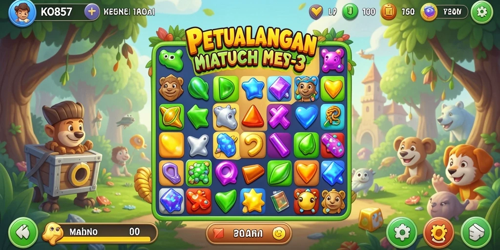 Tampilan gameplay seru di KO857 match-3.