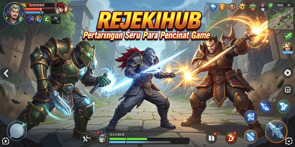 Screenshot gameplay REJEKIHUB menampilkan pertarungan yang intens dan karakter yang dinamis.