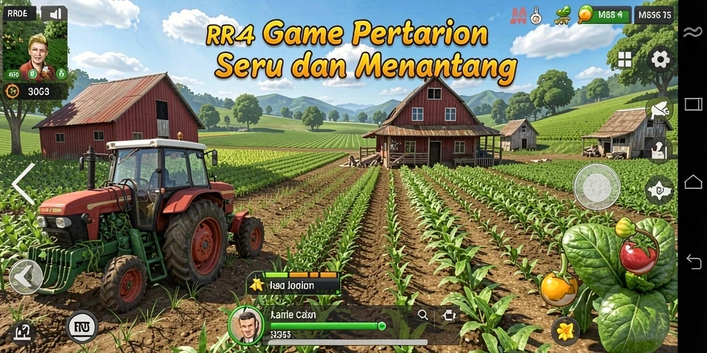 Tampilan gameplay <strong>RR44</strong> yang menarik dengan aktivitas pertanian.