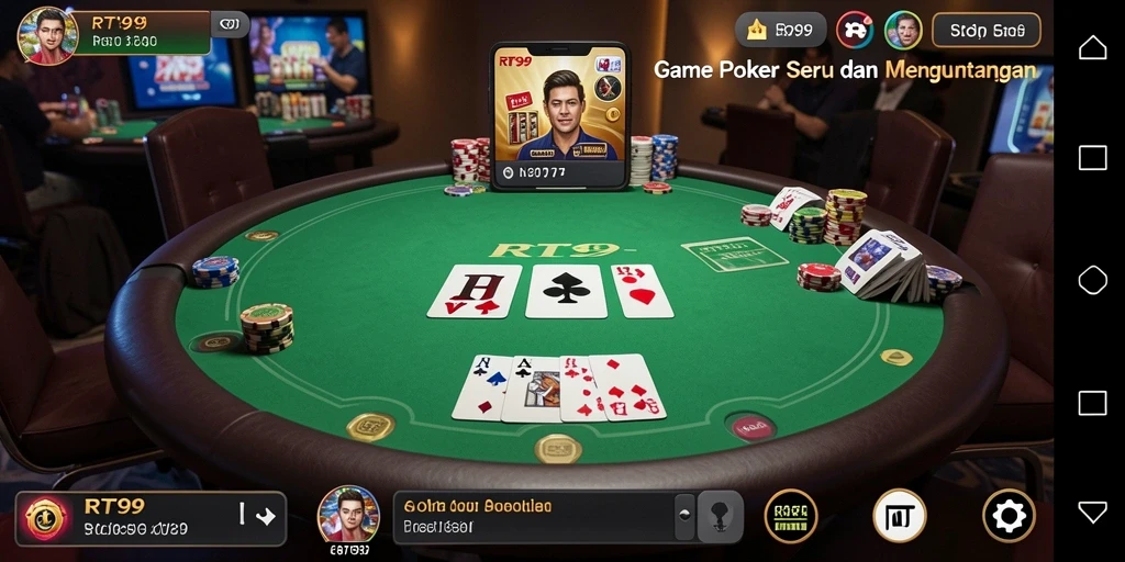 Tampilan menarik gameplay Poker RT99 dengan fitur interaktif.