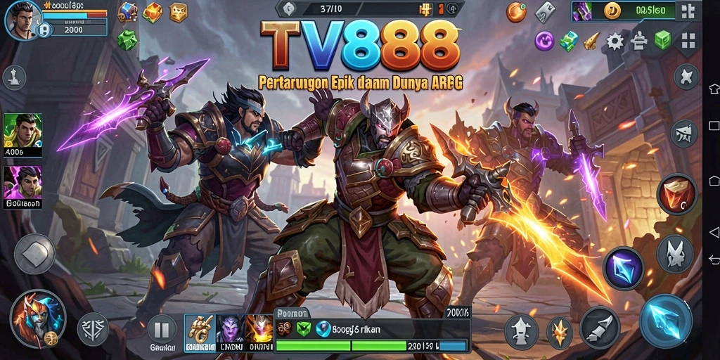 Tangkapan layar gameplay TV888 menampilkan pertarungan seru dan karakter yang kuat.